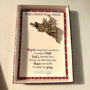Norman Hallmark Christmas Lapel Pin Studio Ville Design The Christmas Angel Gold